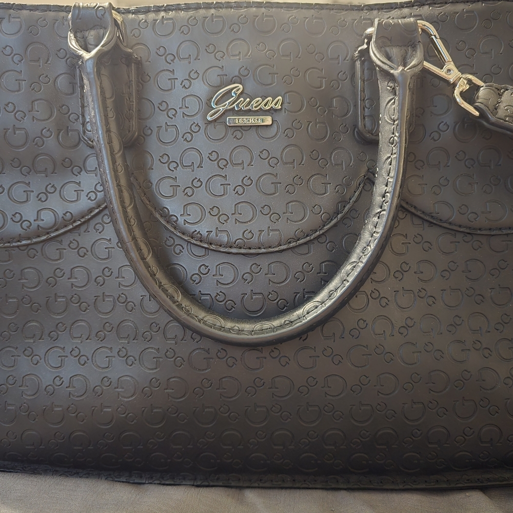 Guess Black Shoulder Bag with Silver Hardware